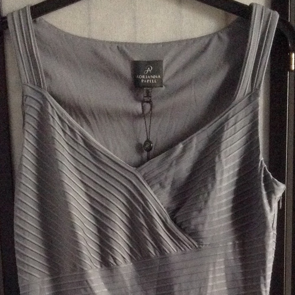 NWT Adrianna Papell Women's 12 Gray Ribbed Dress